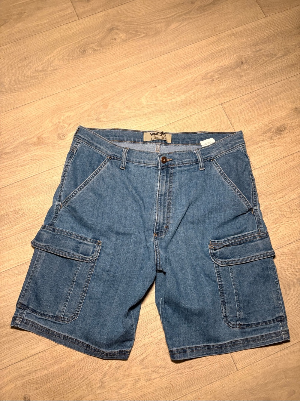 Wrangler Men’s Denim Cargo Shorts - Medium Blue